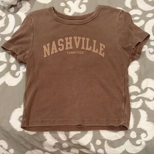 Nashville Graphic Crop Tee in Brown